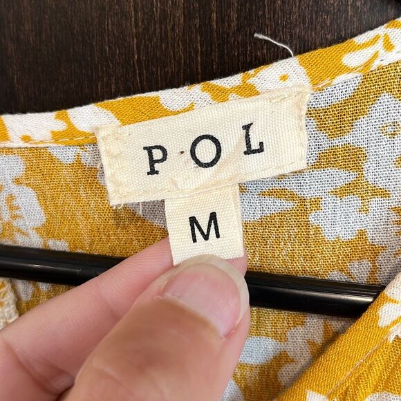 POL Yellow White Crochet Detail Dress Size Medium - Picture 6 of 7